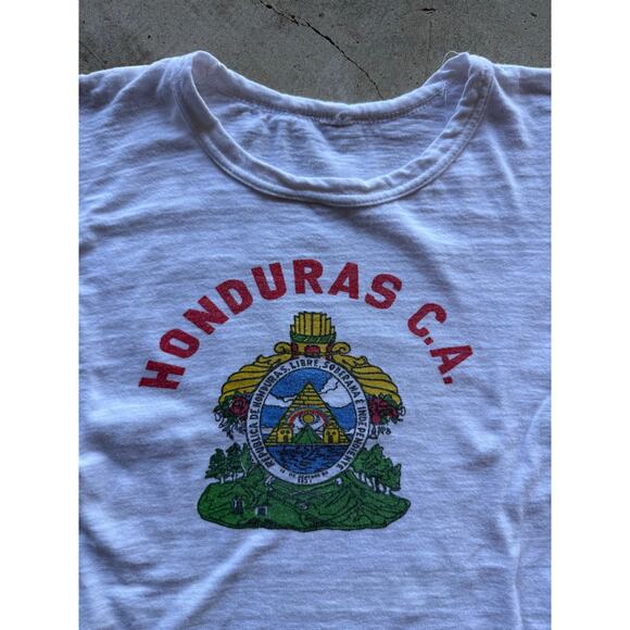 VTG 1960s Honduras Central America Coat Of Arms Water Print Shirt Size Mens XS - Picture 3 of 5
